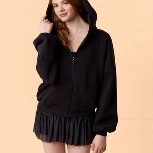 Blogilates Women's Marshmallow Hoodie Full Zip Hooded Sweatshirt - Black Large